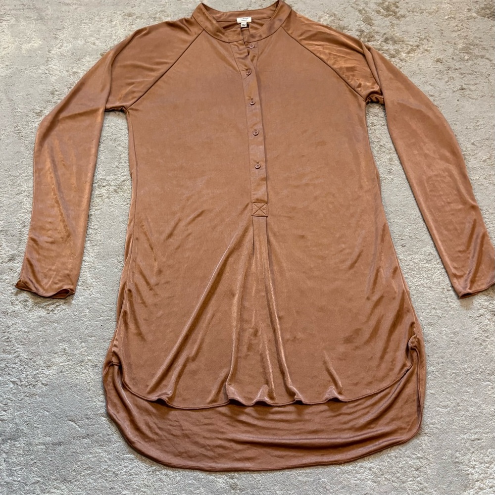Wilfred Henley Long Sleeve Stretch Satin Mini Shirt Dress Size XXSmall - Picture 8 of 14